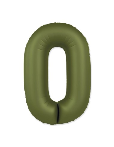 Palloncino Mylar Numero 0 Slim Mate Verde Oliva Satinato 37" - 86cm - 1pz | G3S Party