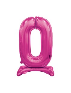Palloncino Mylar Numero 0 Standing Fuxia Mega 30" - 76cm - 1pz | G3S Party