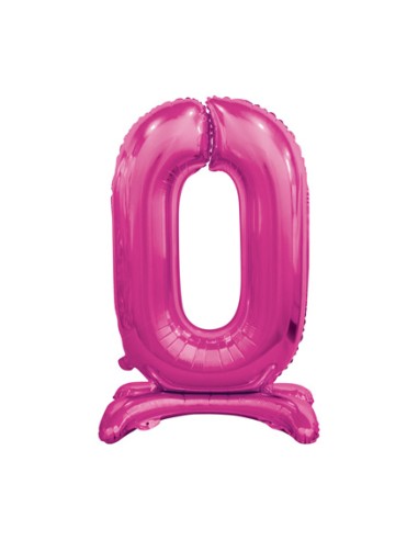 Palloncino Mylar Numero 0 Standing Fuxia Mega 30" - 76cm - 1pz | G3S Party