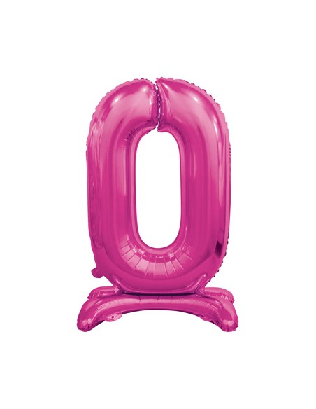 Palloncino Mylar Numero 0 Standing Fuxia Mega 30" - 76cm - 1pz | G3S Party