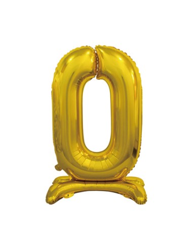 Palloncino Mylar Numero 0 Standing Oro Mega 30" - 76cm - 1pz | G3S Party