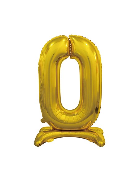 Palloncino Mylar Numero 0 Standing Oro Mega 30" - 76cm - 1pz | G3S Party