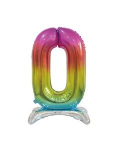 Palloncino Mylar Numero 0 Standing Rainbow Mega 30" - 76cm - 1pz | G3S Party