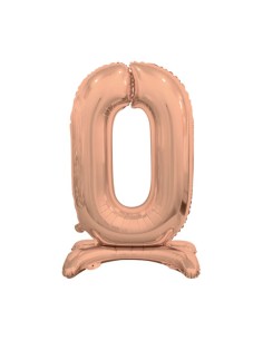 Palloncino Mylar Numero 0 Standing Rosa Gold Mega 30" - 76cm - 1pz | G3S Party