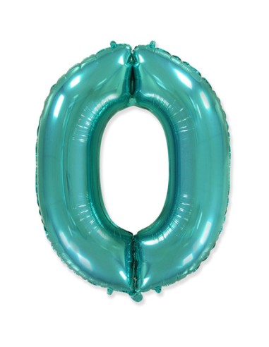 Palloncino Mylar Numero 0 Verde Menta Mega 40" - 101cm - 1pz | G3S Party