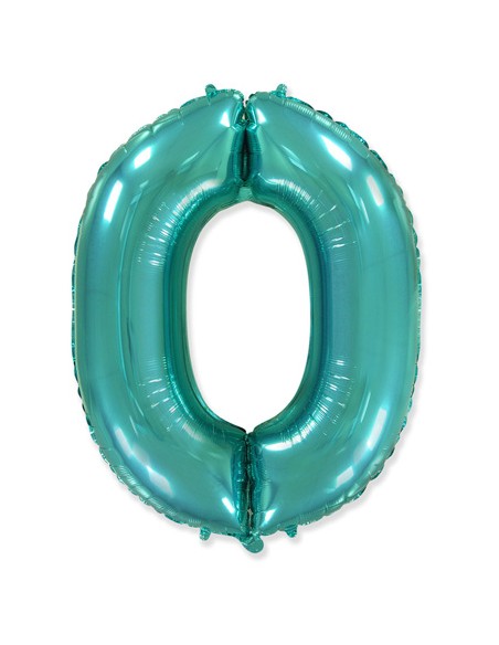 Palloncino Mylar Numero 0 Verde Menta Mega 40" - 101cm - 1pz | G3S Party