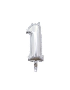 Palloncino Mylar Numero 1 Argento Mini 14" - 35cm con valvola - 1pz | G3S Party