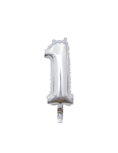 Palloncino Mylar Numero 1 Argento Mini 14" - 35cm con valvola - 1pz | G3S Party