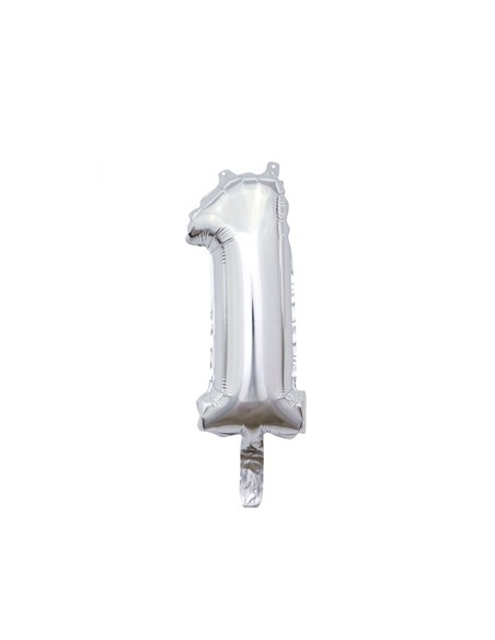 Palloncino Mylar Numero 1 Argento Mini 14" - 35cm con valvola - 1pz | G3S Party