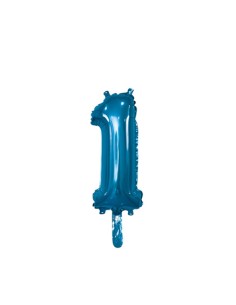 Palloncino Mylar Numero 1 Blu Mini 14" - 35cm con valvola - 1pz | G3S Party