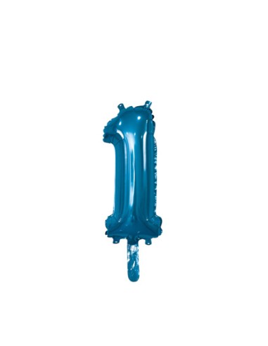 Palloncino Mylar Numero 1 Blu Mini 14" - 35cm con valvola - 1pz | G3S Party