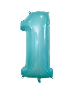 Palloncino Mylar Numero 1 Celeste Pastello Mega 40" - 101cm - 1pz | G3S Party