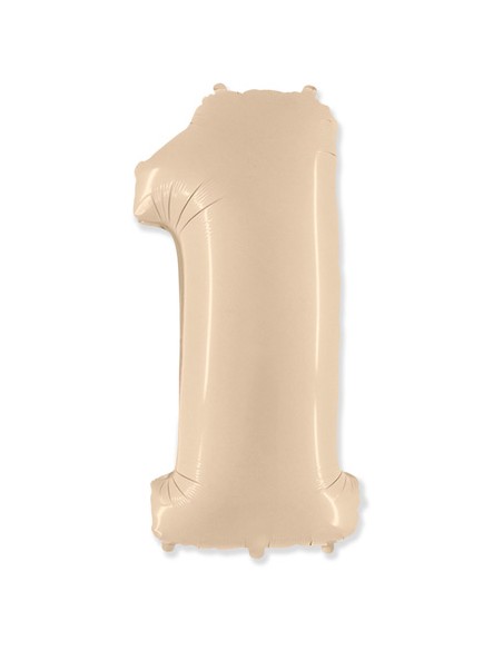 Palloncino Mylar Numero 1 Crema Mega 40" - 101cm - 1pz | G3S Party