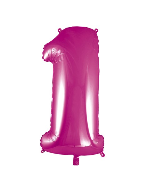 Palloncino Mylar Numero 1 Fuxia Mega 40" - 101cm - 1pz | G3S Party