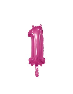 Palloncino Mylar Numero 1 Fuxia Mini 14" - 35cm con valvola - 1pz | G3S Party
