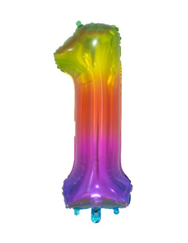 Palloncino Mylar Numero 1 Multicolor Jelly Mega 34" - 86cm - 1pz | G3S Party