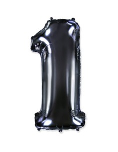 Palloncino Mylar Numero 1 Nero Mega 40" - 101cm - 1pz | G3S Party