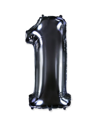 Palloncino Mylar Numero 1 Nero Mega 40" - 101cm - 1pz | G3S Party
