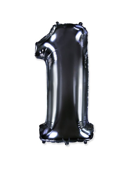 Palloncino Mylar Numero 1 Nero Mega 40" - 101cm - 1pz | G3S Party
