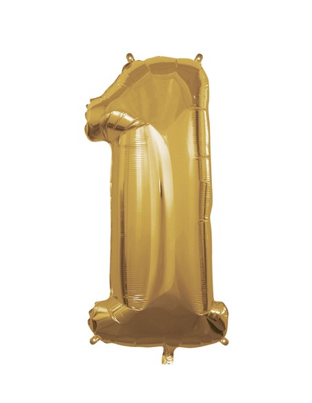 Palloncino Mylar Numero 1 Oro Mega 40" - 101cm - 1pz | G3S Party