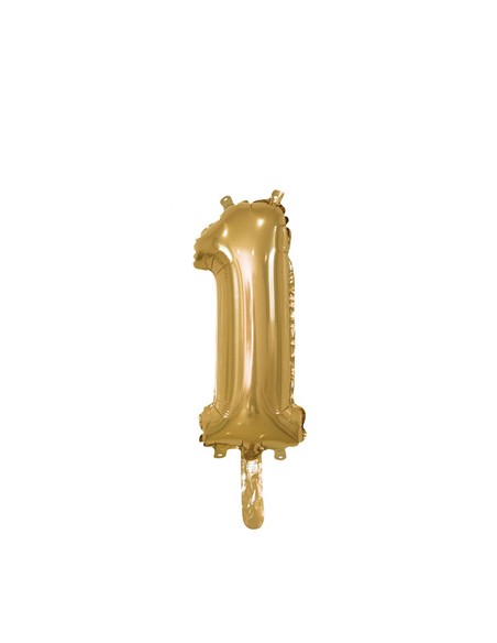 Palloncino Mylar Numero 1 Oro Mini 14" - 35cm con valvola - 1pz | G3S Party