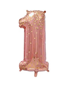Palloncino Mylar Numero 1 Rosa Gold Coriandoli Oro Mega 40" - 101cm - 1pz | G3S Party