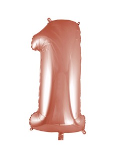 Palloncino Mylar Numero 1 Rosa Gold Mega 40" - 101cm - 1pz | G3S Party