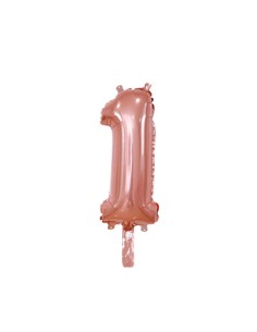 Palloncino Mylar Numero 1 Rosa Gold Mini 14" - 35cm con valvola - 1pz | G3S Party
