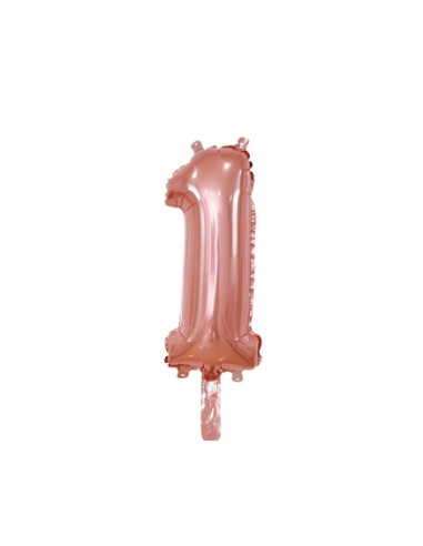 Palloncino Mylar Numero 1 Rosa Gold Mini 14" - 35cm con valvola - 1pz | G3S Party