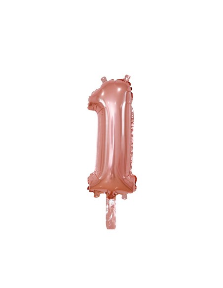Palloncino Mylar Numero 1 Rosa Gold Mini 14" - 35cm con valvola - 1pz | G3S Party