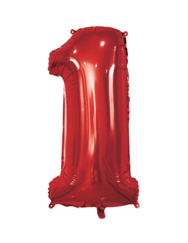 Palloncino Mylar Numero 1 Rosso Mega 40" - 101cm - 1pz | G3S Party