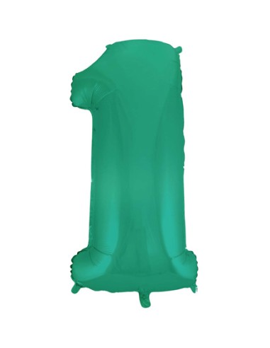 Palloncino Mylar Numero 1 Satin Velvet Aquamarine Mega 40" - 101cm - 1pz | G3S Party