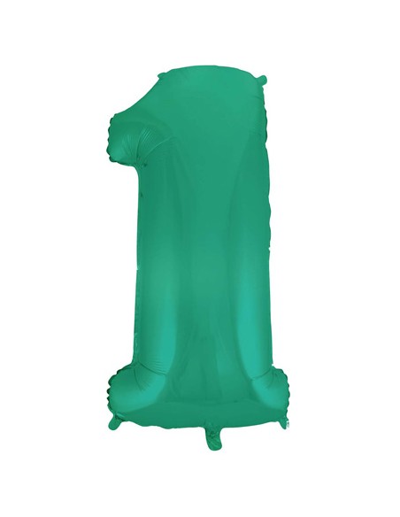 Palloncino Mylar Numero 1 Satin Velvet Aquamarine Mega 40" - 101cm - 1pz | G3S Party