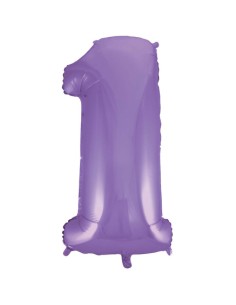 Palloncino Mylar Numero 1 Satin Velvet Lilac Mega 40" - 101cm - 1pz | G3S Party