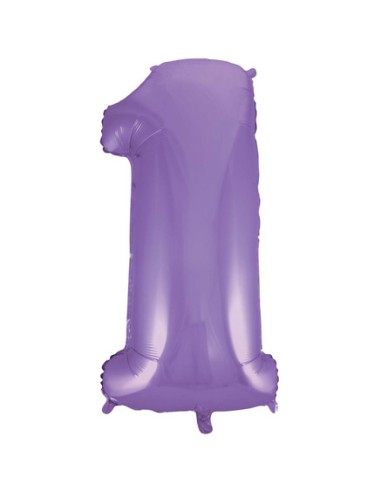 Palloncino Mylar Numero 1 Satin Velvet Lilac Mega 40" - 101cm - 1pz | G3S Party