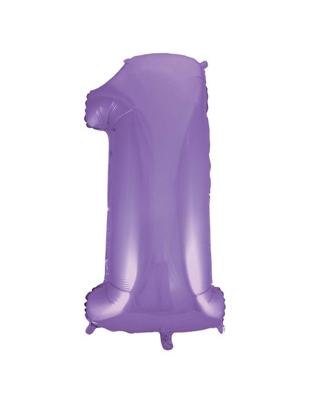 Palloncino Mylar Numero 1 Satin Velvet Lilac Mega 40" - 101cm - 1pz | G3S Party