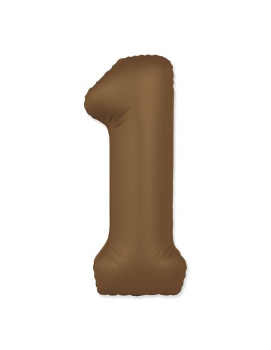 Palloncino Mylar Numero 1 Slim Mate Choco Brown Satinato 37" - 86cm - 1pz | G3S Party
