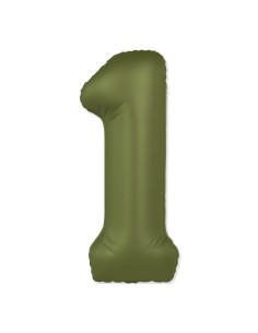 Palloncino Mylar Numero 1 Slim Mate Verde Oliva Satinato 37" - 86cm - 1pz | G3S Party