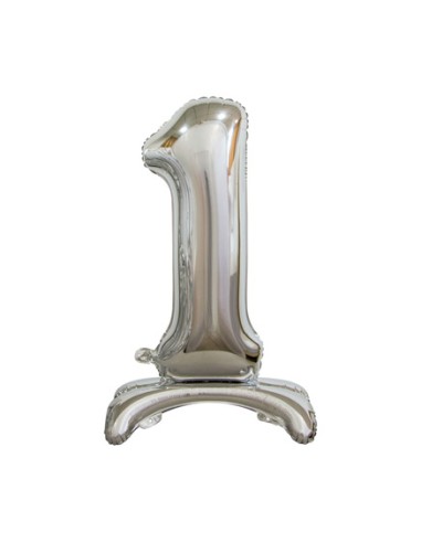 Palloncino Mylar Numero 1 Standing Argento Mega 30" - 76cm - 1pz | G3S Party