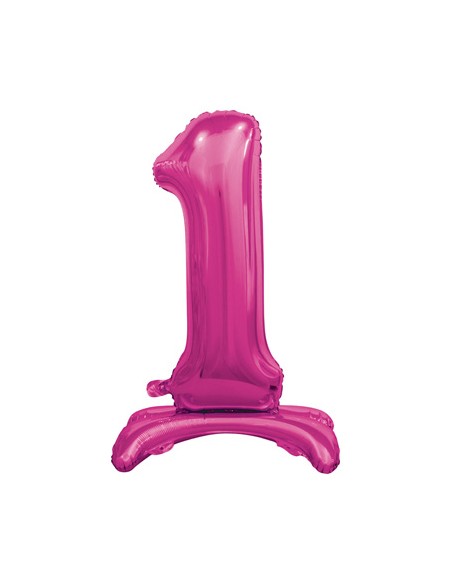 Palloncino Mylar Numero 1 Standing Fuxia Mega 30" - 76cm - 1pz | G3S Party