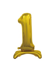 Palloncino Mylar Numero 1 Standing Oro Mega 30" - 76cm - 1pz | G3S Party