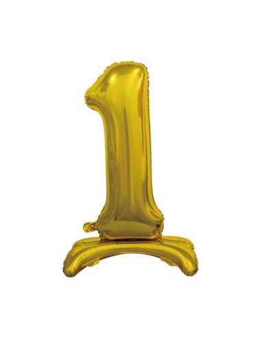 Palloncino Mylar Numero 1 Standing Oro Mega 30" - 76cm - 1pz | G3S Party