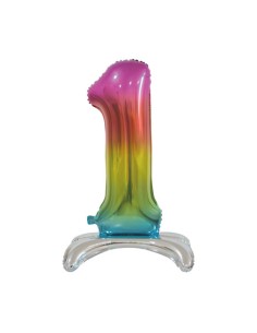 Palloncino Mylar Numero 1 Standing Rainbow Mega 30" - 76cm - 1pz | G3S Party