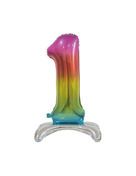 Palloncino Mylar Numero 1 Standing Rainbow Mega 30" - 76cm - 1pz | G3S Party