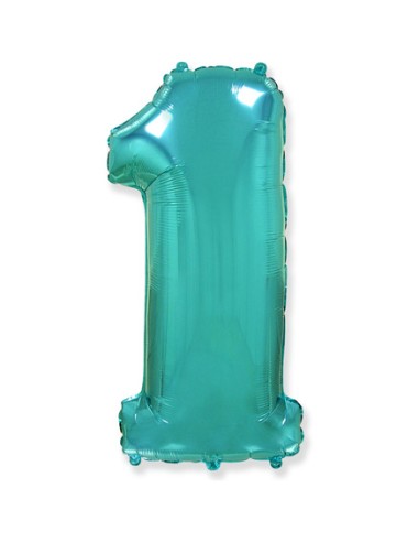 Palloncino Mylar Numero 1 Verde Menta Mega 40" - 101cm - 1pz | G3S Party