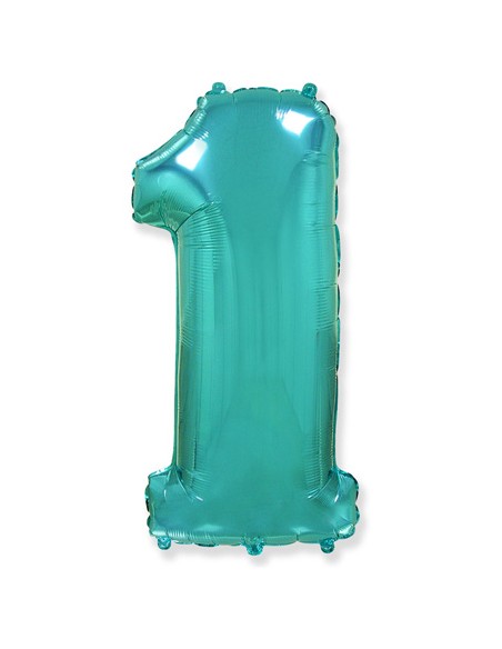 Palloncino Mylar Numero 1 Verde Menta Mega 40" - 101cm - 1pz | G3S Party