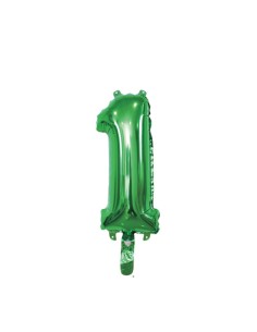 Palloncino Mylar Numero 1 Verde Mini 14" - 35cm con valvola - 1pz | G3S Party