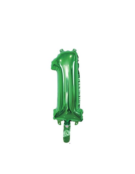 Palloncino Mylar Numero 1 Verde Mini 14" - 35cm con valvola - 1pz | G3S Party