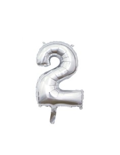 Palloncino Mylar Numero 2 Argento Mini 14" - 35cm con valvola - 1pz | G3S Party