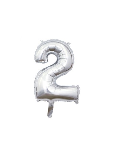 Palloncino Mylar Numero 2 Argento Mini 14" - 35cm con valvola - 1pz | G3S Party